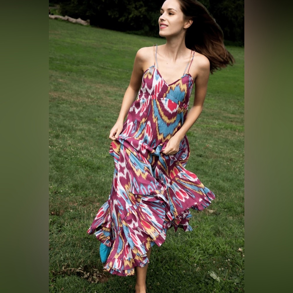 Anthropologie Guadalupe Design Vibrant Multicolor Maxi Dress